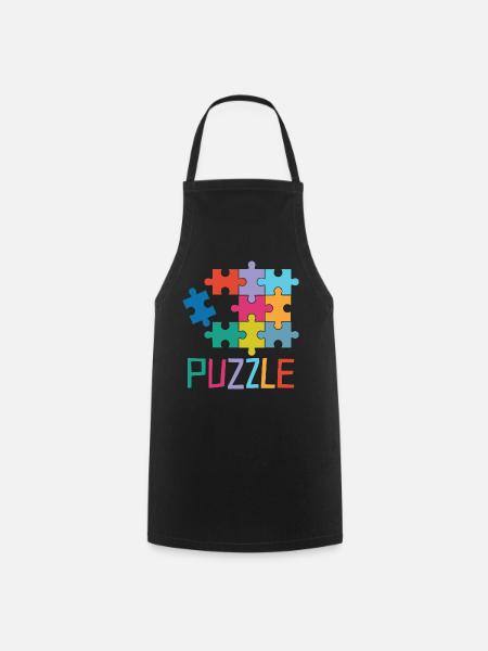 Puzzle Muster - Kochschürze - Schwarz