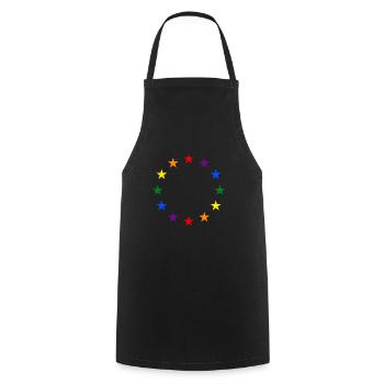EU stars in rainbow colors - Europe LGBT Euro - Cooking Apron - black - Front - AI Model Male 185 dark (185cm)