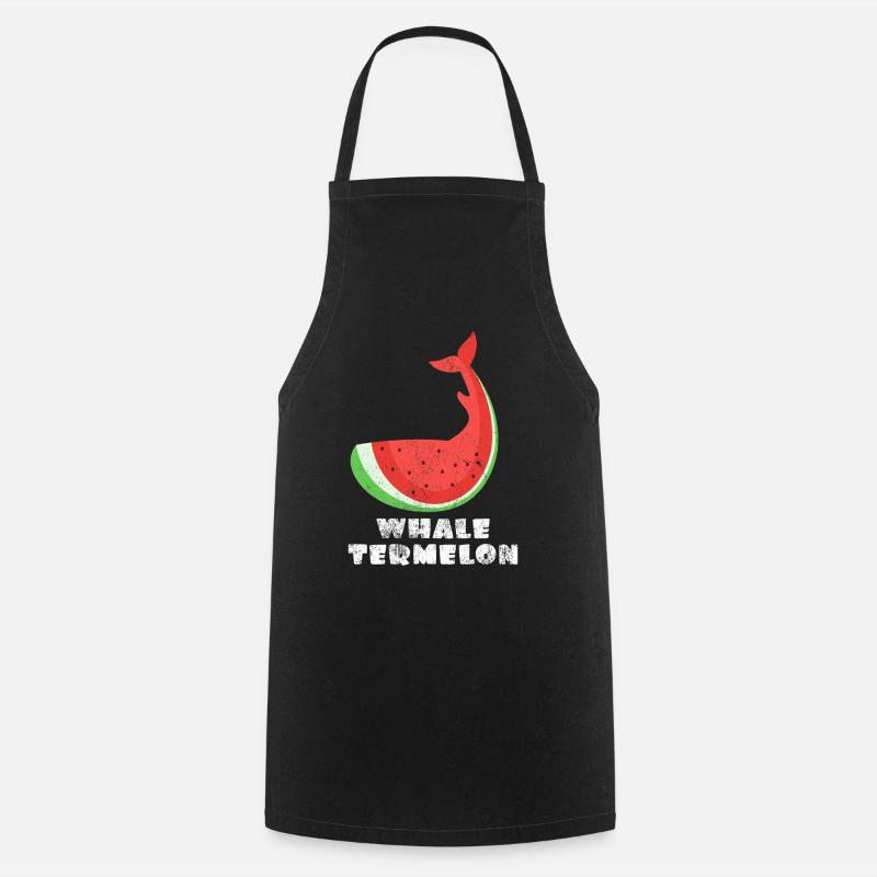 Idée de cadeau d'art abstrait de baleine de pastèque - Tablier de cuisine - noir