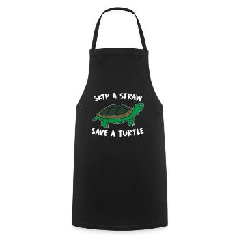 Tortue mer amour des animaux cadeau - Tablier de cuisine - noir - Devant - AI Model Male 185 dark (185cm)