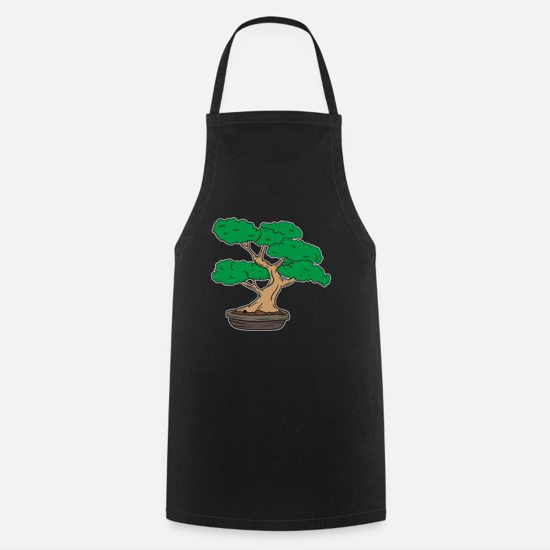 Bonsai tree plants Japan tree cut gift - Cooking Apron - black