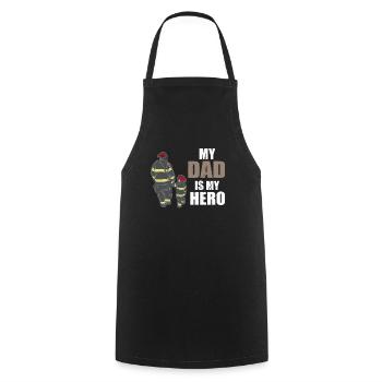 MON PAPA EST MON HERO FIREMAN PAPA HERO - Tablier de cuisine - noir - Devant - AI Model Male 185 dark (185cm)