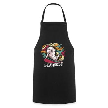 Seahorse gift - Cooking Apron - black - Front - AI Model Male 185 dark (185cm)
