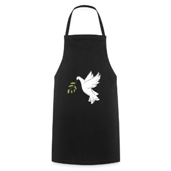 Christian symbol - dove with olive branch - Cooking Apron - black - Front - AI Model Male 185 dark (185cm)
