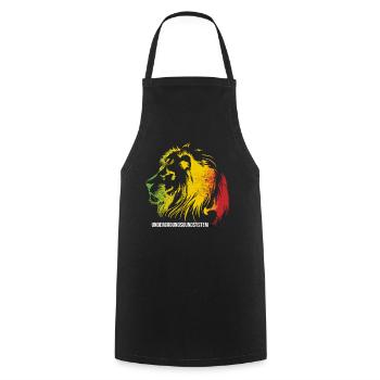 Löwe im Rastafari Farbenschnitt - Kochschürze - Schwarz - Vorne - AI Model Male 185 dark (185cm)