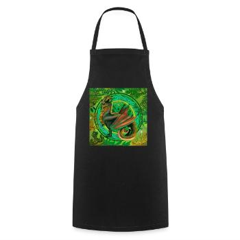 Forest Green Dragon - Cooking Apron - black - Front - AI Model Male 185 dark (185cm)