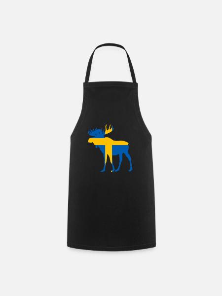 Sweden Moose Flag - Cooking Apron - black