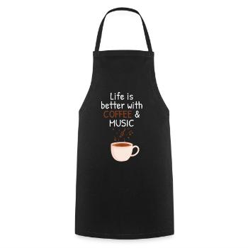 Life is better with music and coffee gift - Cooking Apron - black - Front - AI Model Male 185 dark (185cm)