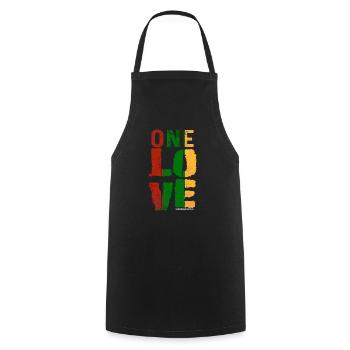 One Love Reggae Ribbon - Cooking Apron - black - Front - AI Model Male 185 dark (185cm)