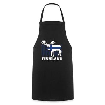 Finnland Elch finnische Flagge Skandinavien Fahne - Kochschürze - Schwarz - Vorne - AI Model Male 185 dark (185cm)