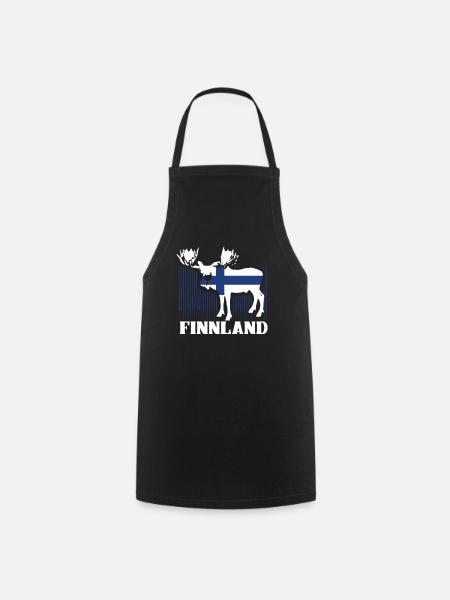 Finland moose finnish flag scandinavia flag - Cooking Apron - black