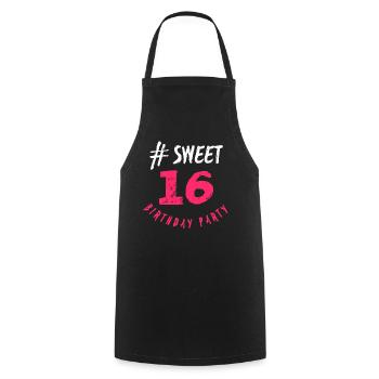 Sweet Sixteen Party célèbre l'anniversaire de sa fille - Tablier de cuisine - noir - Devant - AI Model Male 185 dark (185cm)