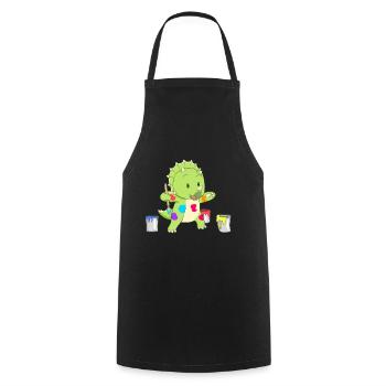 Dino petit artiste - Tablier de cuisine - noir - Devant - AI Model Male 185 dark (185cm)