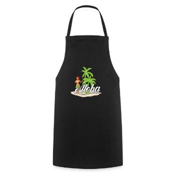 ALOHA HULA GIRL TROPICAL ISLAND - Kochschürze - Schwarz - Vorne - AI Model Male 185 dark (185cm)