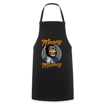 Money Monkey. Affe. Geld. Reich. Geschenkidee - Kochschürze - Schwarz - Vorne - AI Model Male 185 dark (185cm)