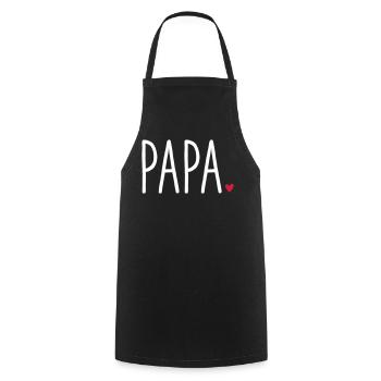 Papa coeur - Cadeau fête des pères chère famille - Tablier de cuisine - noir - Devant - AI Model Male 185 dark (185cm)
