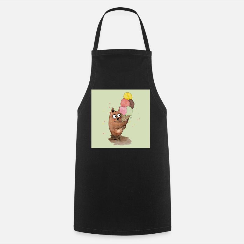 Owl with huge ice poster - Cooking Apron - black