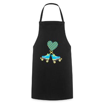 Roller skates on the heart - Cooking Apron - black - Front - AI Model Male 185 dark (185cm)