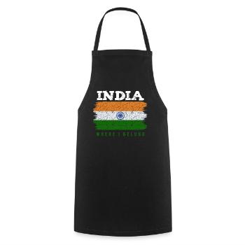 Indien - Kochschürze - Schwarz - Vorne - AI Model Male 185 dark (185cm)