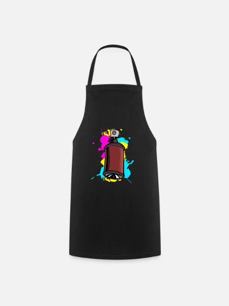Bunter Schalfspray mit Graffiti-Design - Kochschürze - Schwarz