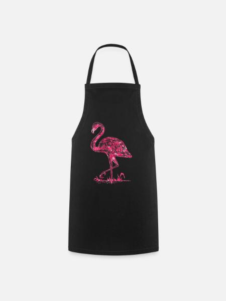 Flamingo - Kochschürze - Schwarz
