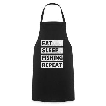 Manger dormir Pêche Répéter - Tablier de cuisine - noir - Devant - AI Model Male 185 dark (185cm)