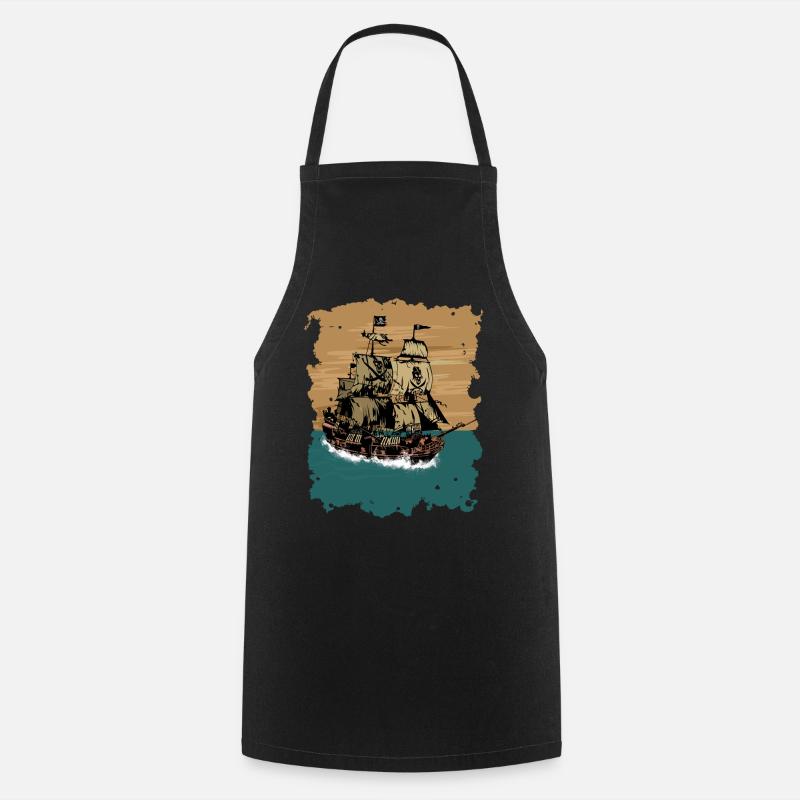Piratenschiff - Kochschürze - Schwarz
