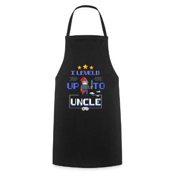 J'ai nivelé à oncle - je vais cadeau oncle - Tablier de cuisine - noir - Devant - AI Model Male 185 dark (185cm)