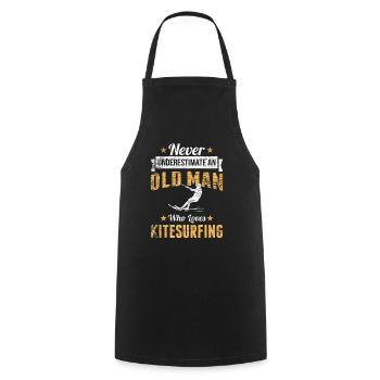 Old man kitesurfing kitesurfer - Cooking Apron - black - Front - AI Model Male 185 dark (185cm)