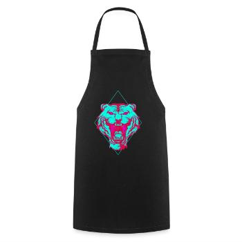 Neon Tiger face gift - Cooking Apron - black - Front - AI Model Male 185 dark (185cm)
