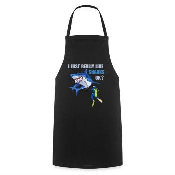 Divers Sharks Dive Sharks Diver Gifts Shirt - Cooking Apron - black - Front - AI Model Male 185 dark (185cm)