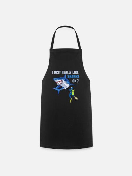 Divers Sharks Dive Sharks Diver Gifts Shirt - Cooking Apron - black