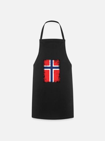 Drapeau Norvège Drapeau Norvégien Vintage Norway - Tablier de cuisine - noir
