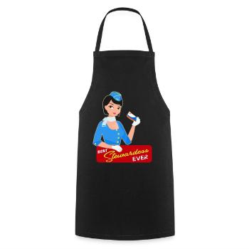 Stewardess Flugbegleiterin Geschenk - Kochschürze - Schwarz - Vorne - AI Model Male 185 dark (185cm)