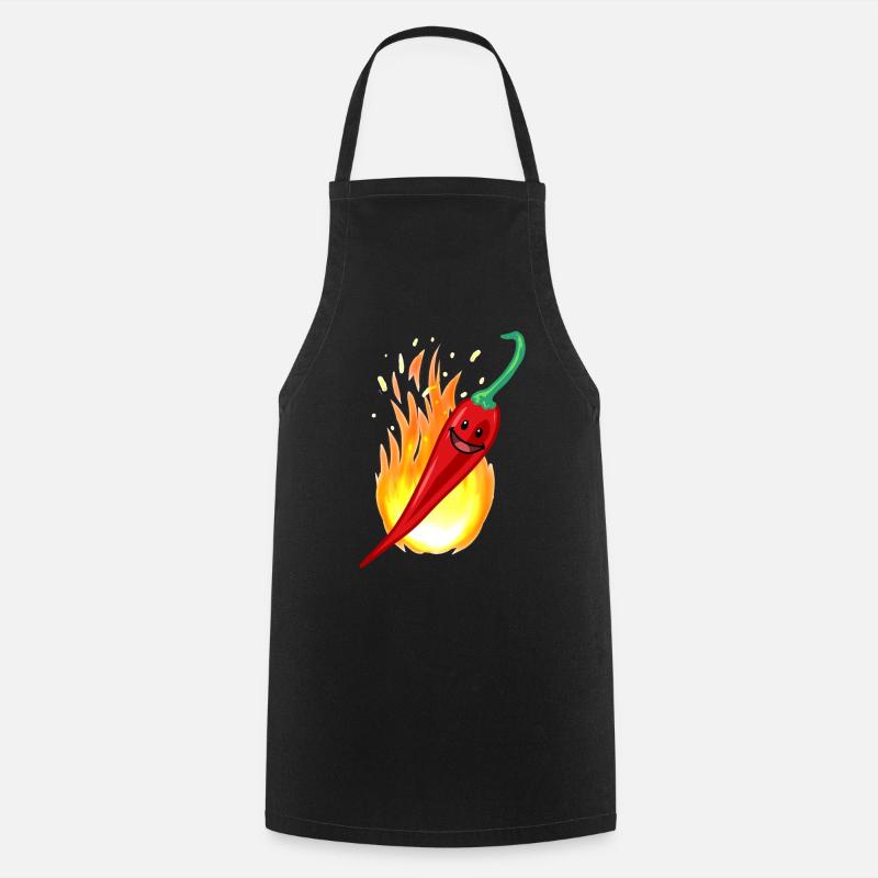 Peperoni Chilli Restaurant scharf Gewürz Speise - Kochschürze - Schwarz