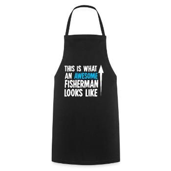 Fishing fishing - Cooking Apron - black - Front - AI Model Male 185 dark (185cm)