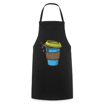 Coffee to go Becher - Kochschürze - Schwarz - Vorne - AI Model Male 185 dark (185cm)