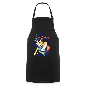 Philatélie polygone - Tablier de cuisine - noir - Devant - AI Model Male 185 dark (185cm)