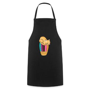 Cute cat djembe drum instrument gift - Cooking Apron - black - Front - AI Model Male 185 dark (185cm)