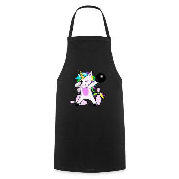 Bowling Unicorn Dabbing Einhorn cône - Tablier de cuisine - noir - Devant - AI Model Male 185 dark (185cm)