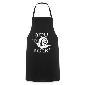 Rock and Roll Snail Funny Sayings Gift - Cooking Apron - black - Front - AI Model Male 185 dark (185cm)