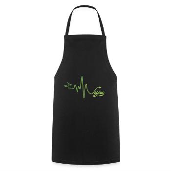 Vegan Herzschlag - Kochschürze - Schwarz - Vorne - AI Model Male 185 dark (185cm)