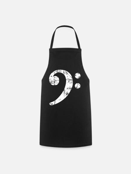 Bass Clef Symbol Vintage Music Design (White) - Cooking Apron - black