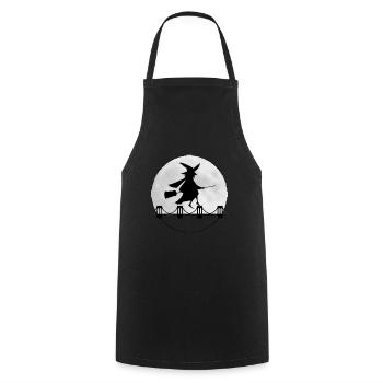 Hexe Zauberei Hexerei Halloween Besen - Kochschürze - Schwarz - Vorne - AI Model Male 185 dark (185cm)
