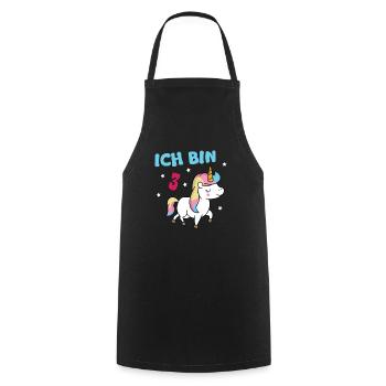 Unicorn girl 3 years third birthday - Cooking Apron - black - Front - AI Model Male 185 dark (185cm)