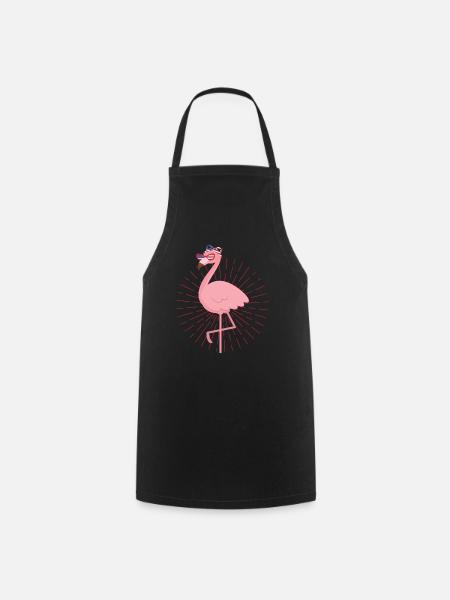 Flamingo - Kochschürze - Schwarz