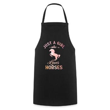 Horse Girl Horses love - Cooking Apron - black - Front - AI Model Male 185 dark (185cm)