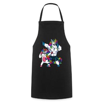 Dad And Daughter Unicorn betupfen - Kochschürze - Schwarz - Vorne - AI Model Male 185 dark (185cm)
