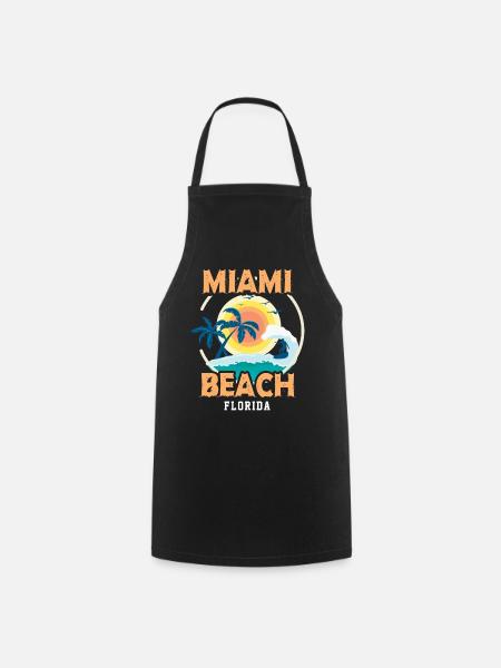Rétro Cool Miami Beach Souvenir Cadeau Floride - Tablier de cuisine - noir