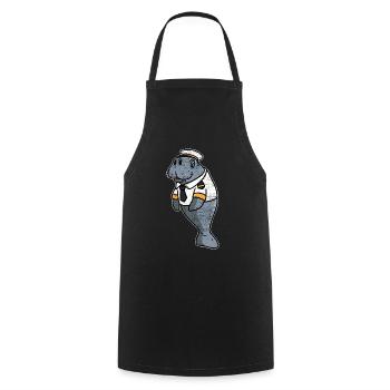 Manatee Captain - Cooking Apron - black - Front - AI Model Male 185 dark (185cm)